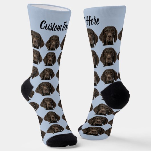 Simple Custom Dog Pet Photo Personalized Text Sock ソックス (傾斜あり)