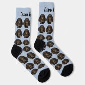 Simple Custom Dog Pet Photo Personalized Text Sock ソックス (右)