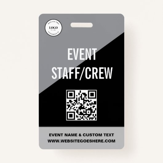 Simple Custom Event Staff Crew QR CODE Logo バッジ (正面)