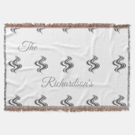 Simple Custom Family Name Black & White  スローブランケット