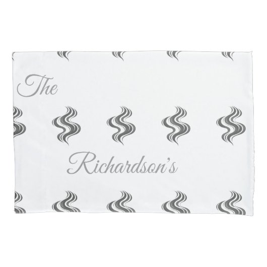 Simple Custom Family Name Black & White  枕カバー (正面)