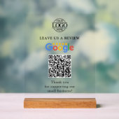 Simple Custom Google Reviews QR Code Business Logo アクリルサイン (ニュートラル)