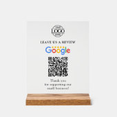 Simple Custom Google Reviews QR Code Business Logo アクリルサイン (正面)