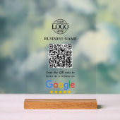 Simple Custom Google Reviews QR Code Business Logo アクリルサイン (ニュートラル)
