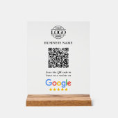 Simple Custom Google Reviews QR Code Business Logo アクリルサイン (正面)
