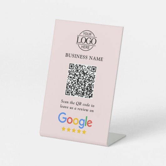 Simple Custom Google Reviews QR Code Business Logo 台座サイン (正面)