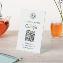 Simple Custom Google Reviews QR Code Business Logo 台座サイン