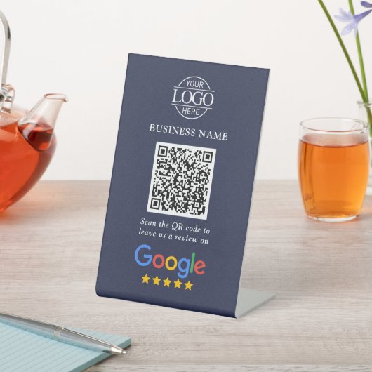 Simple Custom Google Reviews QR Code Business Logo 台座サイン (インサイチュ)
