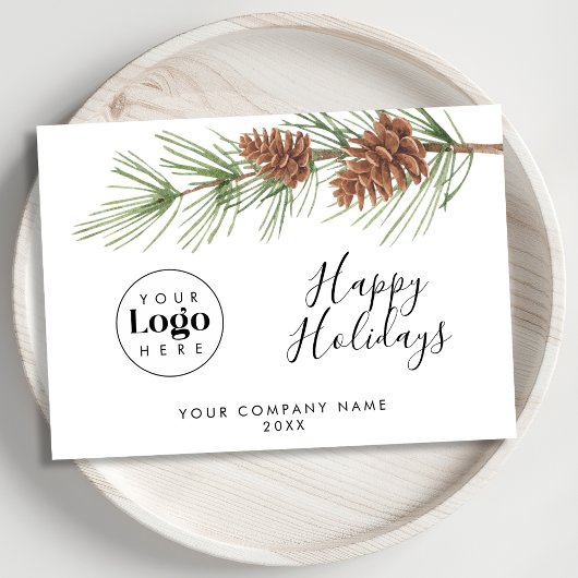 Simple Custom Logo Holiday Business Thank You Card シーズンカード
