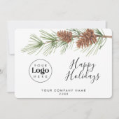 Simple Custom Logo Holiday Business Thank You Card シーズンカード (正面)