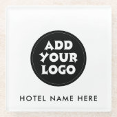 Simple Custom Logo & Hotel Name  ガラスコースター (正面)