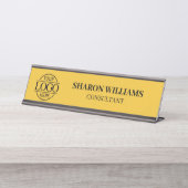 Simple Custom Logo | Professional Elegant Yellow デスクネームプレート (正面)