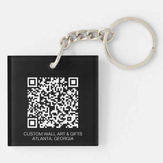 Simple Custom Logo QR Code Business キーホルダー (裏面)