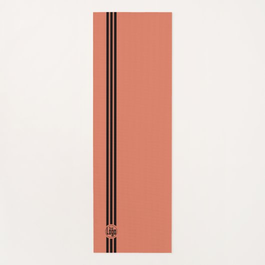 Simple Custom Logo Three Stripes Black Orange ヨガマット (正面)