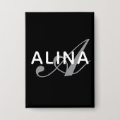 Simple Custom Name Monogram Design Rectangle 缶バッジ (正面)