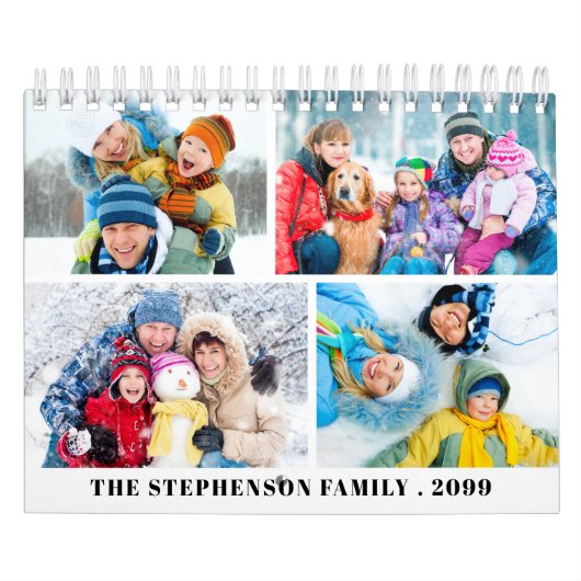 Simple Custom Photo Collage 4 Per Month カレンダー (カバー)