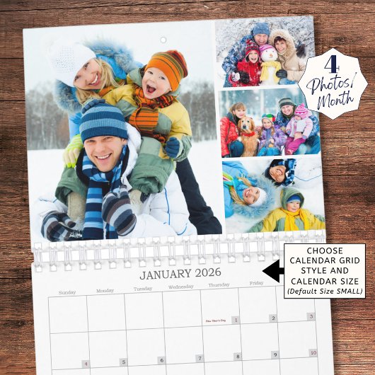 Simple Custom Photo Collage 4 Per Month カレンダー