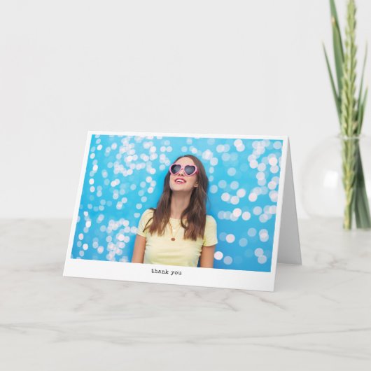 Simple Custom Photo White Typewriter Message サンキューカード (正面)