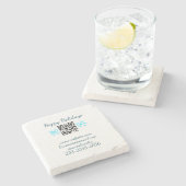 simple custom QR code add your name text  Classic  ストーンコースター (横)