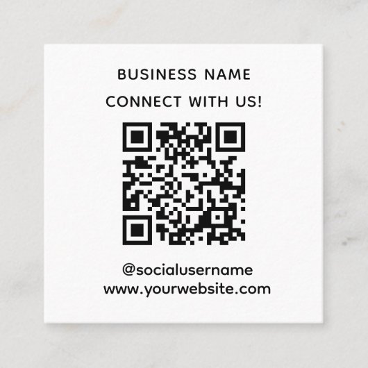 Simple Custom QR Code Connect with Us Social Media スクエア名刺 (正面)