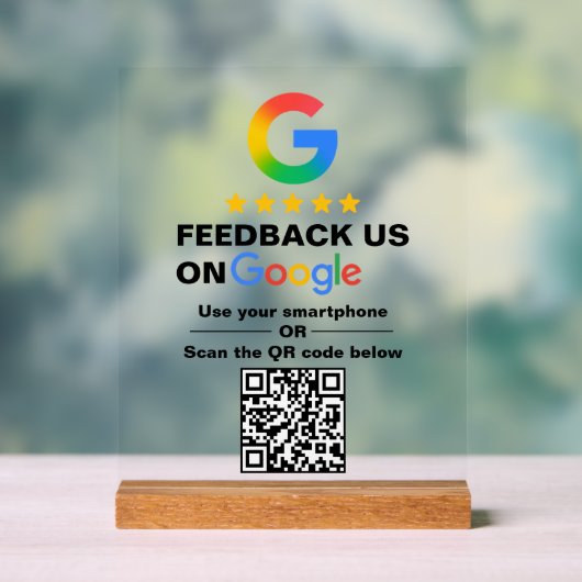 Simple Custom QR Code Google Review Display アクリルサイン (ニュートラル)