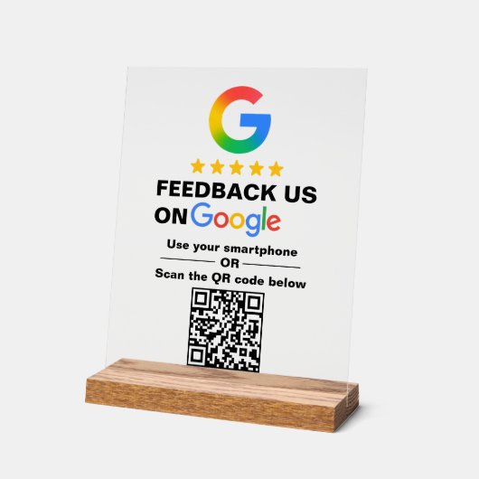 Simple Custom QR Code Google Review Display アクリルサイン (傾斜)