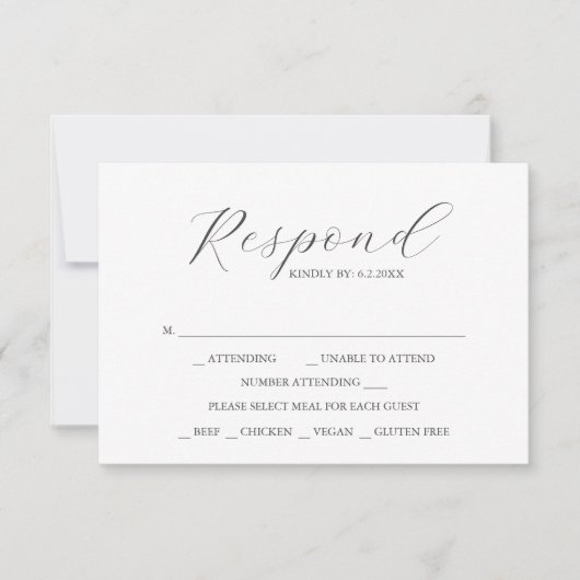Simple Custom Wedding RSVP Cards (正面)