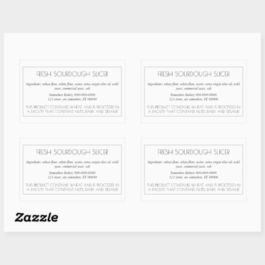 Simple Customizable Baking Label 長方形シール (シート)
