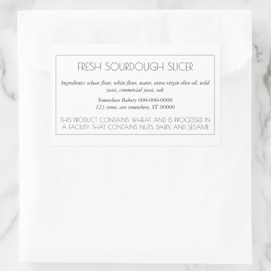 Simple Customizable Baking Label 長方形シール (バッグ)