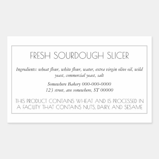 Simple Customizable Baking Label 長方形シール (正面)