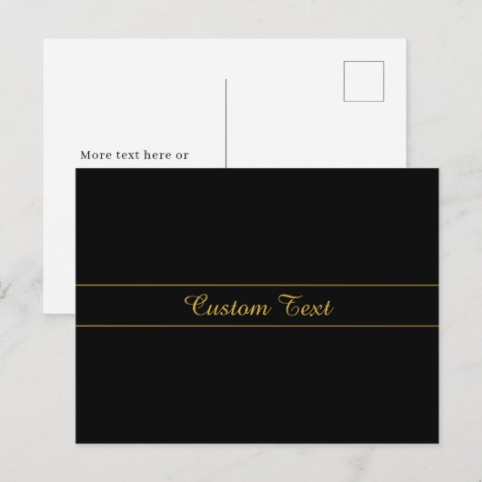 Simple Customizable Gold & Black Text Design  ポストカード (正面/裏面)