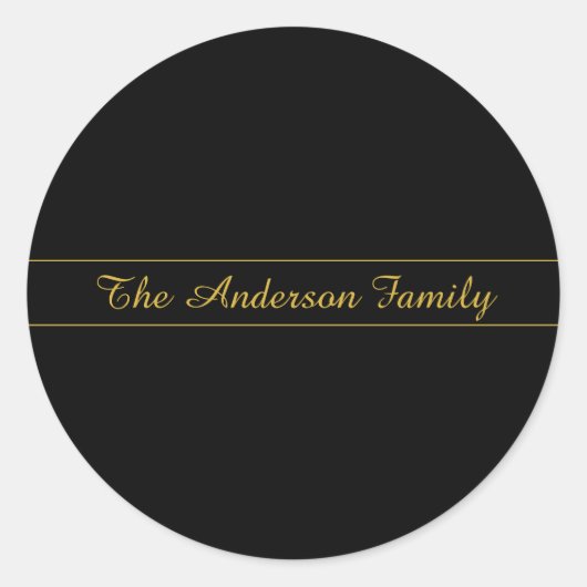 Simple Customizable Gold & Black Text Design  ラウンドシール (正面)
