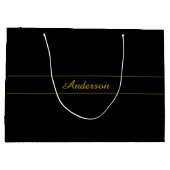 Simple Customizable Gold & Black Text Design  ラージペーパーバッグ (裏面)