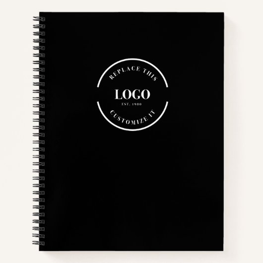 Simple customizable QR CODE Logo website black ノートブック (正面)