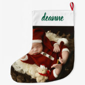 Simple Cute Baby's First Christmas 1 Photo ラージクリスマスストッキング (裏面)