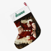 Simple Cute Baby's First Christmas 1 Photo ラージクリスマスストッキング (裏面 (吊り時))