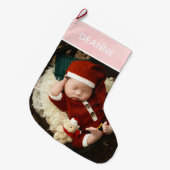 Simple Cute Baby's First Christmas 1 Photo ラージクリスマスストッキング (正面 (吊り時))