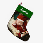 Simple Cute Baby's First Christmas 1 Photo ラージクリスマスストッキング (正面 (吊り時))