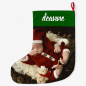 Simple Cute Baby's First Christmas 1 Photo ラージクリスマスストッキング (裏面)