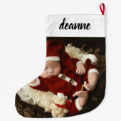 Simple Cute Baby's First Christmas 1 Photo ラージクリスマスストッキング (裏面)