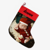 Simple Cute Baby's First Christmas 1 Photo ラージクリスマスストッキング (正面 (吊り時))