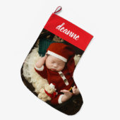 Simple Cute Baby's First Christmas 1 Photo ラージクリスマスストッキング (正面 (吊り時))