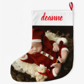 Simple Cute Baby's First Christmas 1 Photo ラージクリスマスストッキング (裏面)