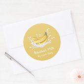 Simple Cute Banana Milk Label ラウンドシール (封筒)