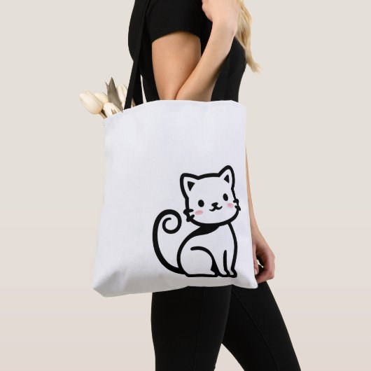 Simple Cute Cat トートバッグ (クローズアップ)