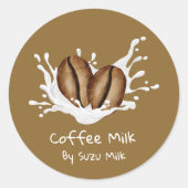Simple Cute Coffee Milk Label ラウンドシール (正面)