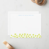 Simple Cute Ditsy Flowers Blue Yellow Personalized ノートカード (正面/裏面インサイチュ)