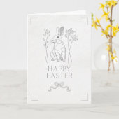Simple & cute Easter bunny Easter card カード (黄色い花)
