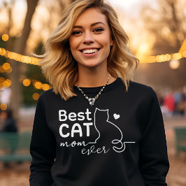 Simple Cute Funny Black and White Cat Lover Mom Tシャツ