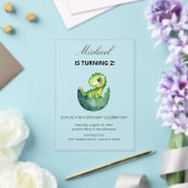 Simple Cute Green Dinosaur Birthday Party Invitati アクリル招待状 (インサイチュ (ウェディング))